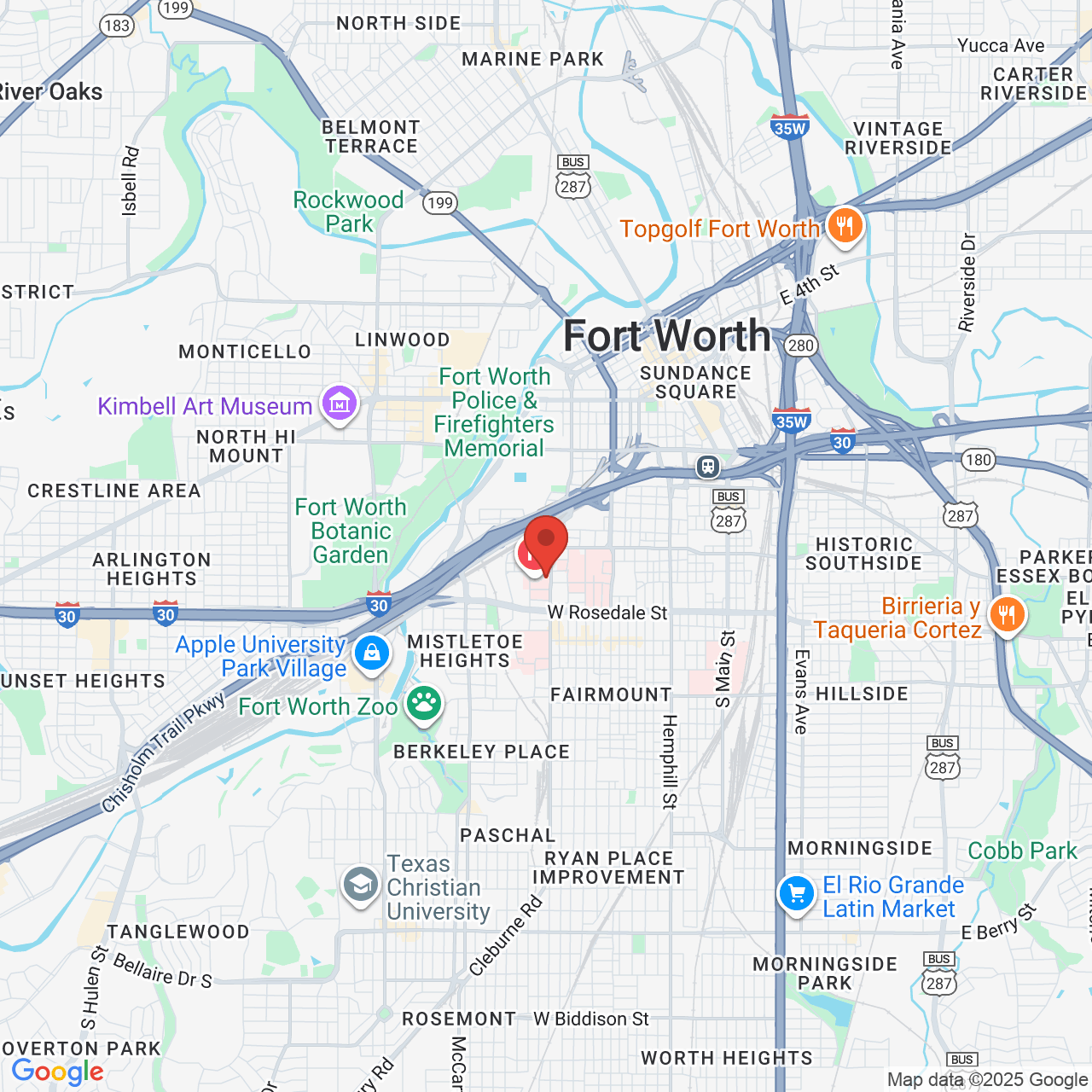 Google map image of our location in 800 8th Ave Fort Worth, TX