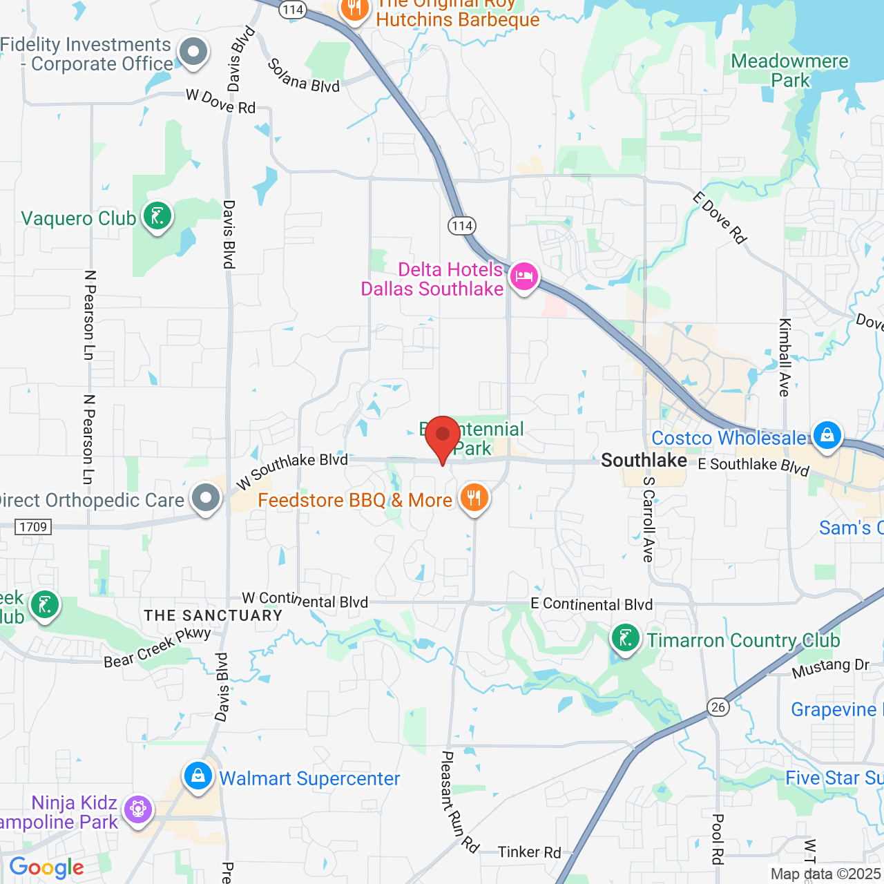 Google map image of our location in 521 W Southlake Blvd Southlake, TX